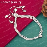 925 Sterling Silver Removable Hearts Tassel Bracelets For Women Wedding Party Anniversary Gift Fashion Fine Jewelry