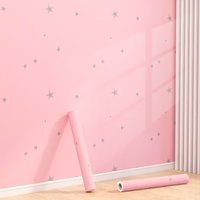 Pink Children's Room Self-adhesive Wallpaper Princess Room Bedroom Star Pattern Background Wall PVC Sticker Wallpaper