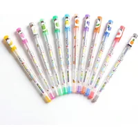 12Pcs/set Scented Glitter Colors Gel Pens Highlighter for School Office Adult Coloring Book Journals Drawing Art Markers Cute