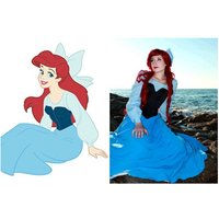 Anime Mermaid Ariel Princess Cosplay Costumes For Adult Long Sleeve Waist Princess Dress Girls Stage Performance Party Costume