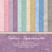 KLJUYP 24 sheets 6"X6" Color Spectrum Paper Scrapbook paper Scrapbooking patterned paper pack DIY craft Background paper
