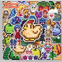 50PCS Retro Pixel Stickers - Stardew Valley Inspired Graffiti Decals for Luggage, Guitars & Kids Room Decor