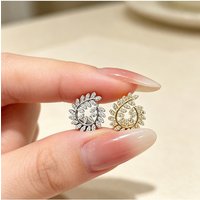 French Luxury Laurel Leaf Zircon Stud Earrings, Elegant Fine Jewelry for Women Girls, Ideal Anniversary & Holiday Birthday Gift