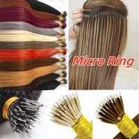 100 Strands Nano Rings Micro Links Human Hair Extensions Set Keratin Capsule Natural Blonde Micro Beads Loop Remy Straight Hair