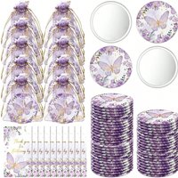 36pcs Butterfly-Themed Party Favor Set, Includes 12 Compact Mirrors, 12 Thank You Cards, 12 Organza Bags, No Electricity Needed,