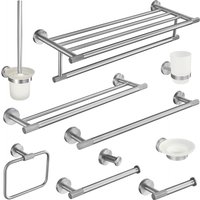 Brushed Nickel Wall-Mounted Towel Bar Toilet Seat Rack Robe Towel Hanging Towel Rack Toilet Brush Bathroom Accessories Set