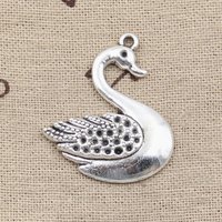 12pcs Charms Swan 32x27mm Antique Silver Color Pendants DIY Crafts Making Findings Handmade Tibetan Jewelry