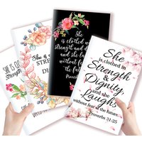 A5 Notebook Proverbs 31 25 - She Is Clothed With Strength And Dignity - Scripture Note Book Bible Quote Jesus Christian # X166