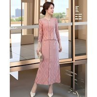 miyake Solid Color Pleated Geometric Figure Women's Skirt Set Fashionable And Elegant A-line Two-piece Set 2026 Spring New
