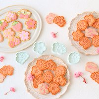 4Pcs Flowers Strawberries Cookies Cutters Plastic Cartoon Pastry molds Confectionery Cookie Stamp Baby Biscuit Baking supplies