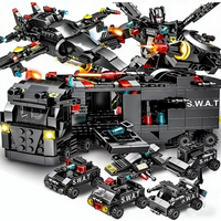 8-in-1 SWAT 585-Teiliges Set: Polizei-Kommandowagen und Stadt-Hubschrauber Baustein-Set – Lehrreiches Geschenkspielzeug