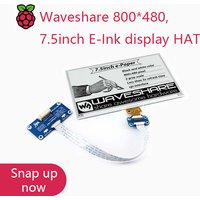 Waveshare 800*480,7.5inch E-Ink display HAT for Raspberry Pi 2B/3B/Zero/Zero W,Two-color:Black White,SPI interface,No Backlight