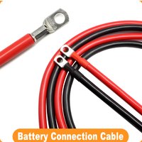 Jeu de câbles d'onduleur de batterie avec bornes M8 SC, câble de connexion de batterie de voiture 8awg 6awg 4awg, cordon en cuivre toronné, fil rouge noir