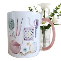 Funny Crochet Coffee Mug 330ml drinks mug Non Slip Aesthetic Novelty Cup for Office School Bar Milk Water Juice Heat Protection
