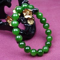 Green Jade Jadeite Round Bead With Hand Charm Link Bracelet Men and Women Adjustable Bangle Lucky Natural Grade A Jewelry