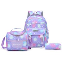 3pcs/set Girls Cartoon Print Schoolbag Elementary Backpack Middle School Campus Bag