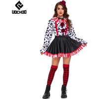 Halloween Clown Cosplay Costume Women Dress Suit Acrobatic Performance Outfit Family Look Suit Girl Dress Carnival Party Wear