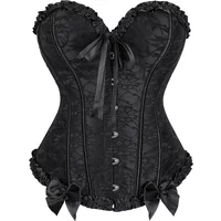 Women Vintage Victorian Corset Lace-up Boned Bustier Brocade Overbust Shapewear Tops