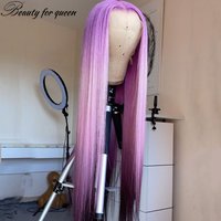 Cosplay 180% Density 2026 New Product Beauty Purple Lace Front Human Hair Wig 13x4 Transparent For Women Customize Hot Sale