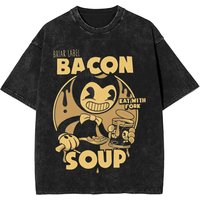 Movie Game Horror Bendy and the Ink Machine T-Shirt Men Fashion Pure Cotton Tees Crewneck Short Sleeve T Shirt Classic Clothes
