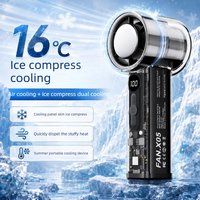 Portable Handheld Mini Fan USB Rechargeable 100-Speed Turbo Ice Compress Cooling LED Display Fan for Outdoor Travel Women Gift