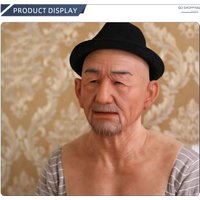 Realistic Silicone Old Man Head Mask Crossdresser Face Mask For Cosplay Crossdressing Halloween Party Costume