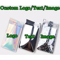200PCS Laser Silver Aluminum Foil Packaging Bag DIY Logo Self Adhesive Phonecell Gift Toys Jewelry Printing Shipping Pouches