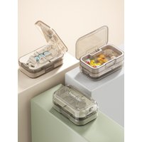 Multifunctional Portable Pill Cutter and Pill Organizer Combo—Includes a pill cutter and a 3-compartment pill organizer