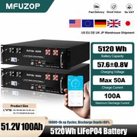 MFUZOP 51.2V 100Ah LiFePO4 Battery Grade A Cells UL1973 & UL9540A & CEC Listed 5.12kWh 6000+Cycles Life With APP Bluetoooth