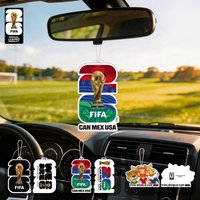 FIFA World Cup 2026 Official 3 Pack Car Air Freshener with Trophy Mascot & Host City Design, Long Lasting Scent for Car & Home