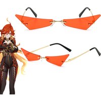 Game Genshin Impact Mavuika Cosplay Glasses Unisex Red Personalized Geometric Sunglasses Eyewear Halloween Carnival Accessories