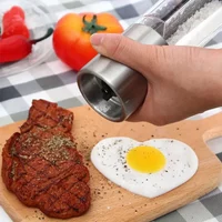 2-in-1 Stainless Steel Salt & Pepper Grinder, Manual Spice Mill with Adjustable Ceramic Core, Kitchen Tool