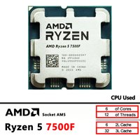 Used AMD R5 7500F Ryzen 5 7500F 3.7GHz CPU processor 6-Core 12-Thread 5NM L3=32M 100-000000597 Socket AM5