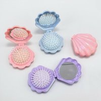 Shells Folding Comb Airbag Hair Brush With Mirror Anti-static Comb Multifunctional Practical Plastic Hair Brushes & Combs〔Nest〕