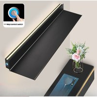 60/80/90/100cm Aluminum Wall Shelf-LED Illuminated Display Rack for Living Room with Anti-Fall Edge Floating Storage Shelf