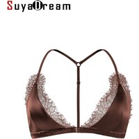 SuyaDream,Women Silk Bras, 93%Silk 7%Spandex, Triangle Cup, Wire Free, Front Closure, Thin Padded Bra, 2026 New Cozy Intimates
