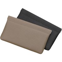 Self-Closing Head Layer Genuine Cowhide Long Wallet Passport Driver's License ID Holder Headphone Data Cable Storage Cash Organi
