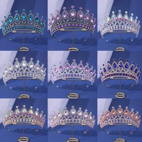 Luxury Gold Color Crystal Pearls Bridal Tiaras Crown Rhinestone Pageant Diadem Headbands Wedding Hair Accesspries