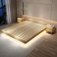 Nordic Wabi - Sabi Solid Wood Suspended Bed Frame - Space - Saving for Small Apartments, Hotels & B&Bs Tatami Style Headboard