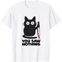 Funny Cat YOU SAW NOTHING Print T Shirt Graphic T Shirt High Quality Men Women Short Sleeve T Shirt Kids Sportswear Men's Top