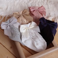 0-5Years Summer Baby Socks With Big Bows Breathable Kids Girls Short Socks Hollow Out Toddlers Cotton Princess Cute Socks