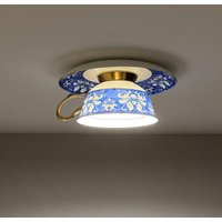 Chinese Style Blue and White Cup Ceiling Lights Dining Room Kitchen Cafe Fixtures Indoor LED Lighting Home Decor Loft Luminaire