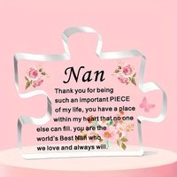 Heartfelt Nan Gift - Acrylic Puzzle Piece with Floral Design, Perfect for Birthday, Christmas, Mother's Day from Grandchildren
