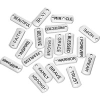 10pcs/Lot Silver Color Perforated Letter Alloy Beads Logo Charm Loose Beads For DIY Jewelry Bracelet Making Accessories