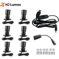 1-to-6 Dimmable LED Spotlights USB Mini Cabinet Lights 5V Low Voltage for Display Case Wine Cabinet Model Showcase Shelf Decor