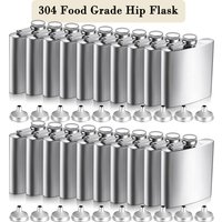 304 Stainless Steel Hip Flask for Men Women Silver Pocket Alcohol Whisky Flask Funnel for Liquor Groomsman Gift Wedding Party