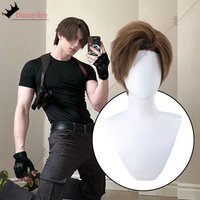 aBc01Cosplay Leon Scott Kennedy Costume Wig Short Ash Brown Hair Heat Resistant Wigs Game Character Roleplay Accessories