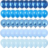 Blue Balloon Set, 60 Pack 30.48cm Metal Chrome Blue Balloon Pearl Blue Balloon Macaron Baby Blue Balloon Light Blue Balloon for Bridal Gifts, Weddings, Baby Shower, Birthday Party
