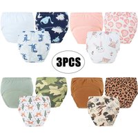 Baby Diaper Pants Set Cartoon Printed Training Pants for Boys Girls Breathable Cotton Reusable Kids Underwear 3Pcs