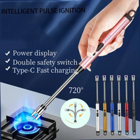 6PC Arc Barbecue Lighter Type-C Portable Rechargeable Windproof Flameless Lighter Candle Gas Stove Lighter Smoking Accessories